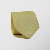 Φαρδιά γραβάτα | μεταξωτή σε κίτρινη απόχρωση με μικρό σχέδιο τόνο στο τόνο σετ με μαντηλάκι