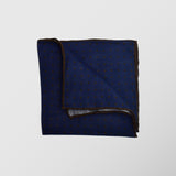 Μαντήλι για το πέτο | λινό σε μπλε βάση με καφέ περίγραμμα και πουά σχεδιασμό