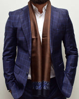 Μεταξωτό φουλάρι | με πρένσ ντε γκάλ σχεδιασμό σε καφέ / μπλέ τόνους