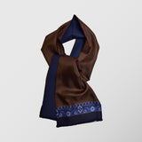 Μεταξωτό φουλάρι | με πρένσ ντε γκάλ σχεδιασμό σε καφέ / μπλέ τόνους