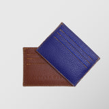 Πορτοφόλι | card holder δερμάτινο δίχρωμο σε ταμπά / μπλέ ρουά απόχρωση