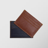 Πορτοφόλι | card holder δερμάτινο δίχρωμο σε μπλέ και ταμπά απόχρωση