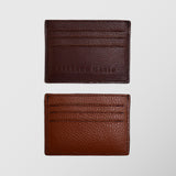 Πορτοφόλι | card holder δερμάτινο δίχρωμο σε σκούρα καφέ και ταμπά απόχρωση