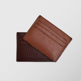 Πορτοφόλι | card holder δερμάτινο δίχρωμο σε σκούρα καφέ και ταμπά απόχρωση