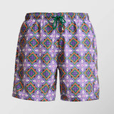 Ανδρικό μαγιό | σε γήινους τόνους με επαναλαμβανόμενο ρετρό σχεδιασμό