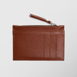 Πορτοφόλι | card holder δερμάτινο μονόχρωμο σε ταμπά απόχρωση με φερμουάρ