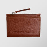 Πορτοφόλι | card holder δερμάτινο μονόχρωμο σε ταμπά απόχρωση με φερμουάρ