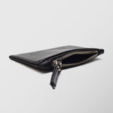 Πορτοφόλι | card holder λείο δερμάτινο μονόχρωμο σε μαύρη απόχρωση με φερμουάρ
