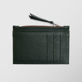 Πορτοφόλι | card holder δερμάτινο μονόχρωμο σε κυπαρισσί απόχρωση με φερμουάρ