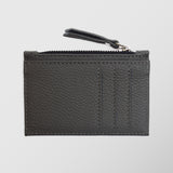 Πορτοφόλι | card holder δερμάτινο μονόχρωμο σε γκρί απόχρωση με φερμουάρ