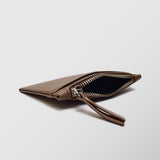 Πορτοφόλι | card holder δερμάτινο μονόχρωμο σε καφέ tabacco απόχρωση με φερμουάρ