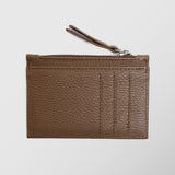 Πορτοφόλι | card holder δερμάτινο μονόχρωμο σε καφέ tabacco απόχρωση με φερμουάρ