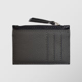 Πορτοφόλι | card holder δερμάτινο δίχρωμο σε γκρί βάση με μαύρη λεπτομέρεια
