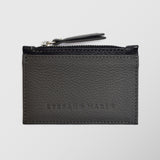 Πορτοφόλι | card holder δερμάτινο δίχρωμο σε γκρί βάση με μαύρη λεπτομέρεια