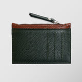 Πορτοφόλι | card holder δερμάτινο δίχρωμο σε κυπαρισσί βάση με ταμπά λεπτομέρεια