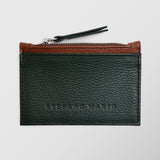 Πορτοφόλι | card holder δερμάτινο δίχρωμο σε κυπαρισσί βάση με ταμπά λεπτομέρεια