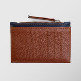 Πορτοφόλι | card holder δερμάτινο δίχρωμο σε ταμπά βάση με μπλέ λεπτομέρεια