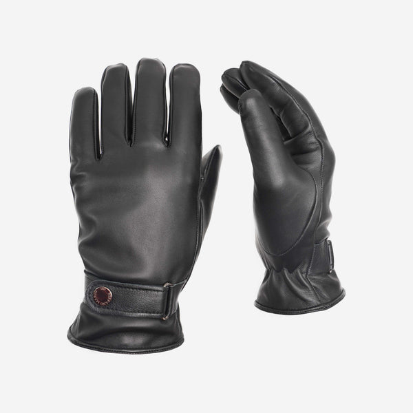 Δερμάτινα γάντια | σε μαύρη απόχρωση με κούμπωμα