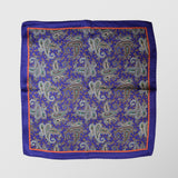 Μαντήλι για το πέτο | 100% μετάξι σε μπλέ βάση με λαχούρι σχεδιασμό και χάλκινη λεπτομέρεια