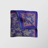 Μαντήλι για το πέτο | 100% μετάξι σε μπλέ βάση με λαχούρι σχεδιασμό και χάλκινη λεπτομέρεια