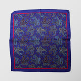 Μαντήλι για το πέτο | 100% μετάξι σε μπλέ βάση με λαχούρι σχεδιασμό και κόκκινη λεπτομέρεια