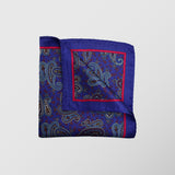 Μαντήλι για το πέτο | 100% μετάξι σε μπλέ βάση με λαχούρι σχεδιασμό και κόκκινη λεπτομέρεια