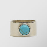 Δαχτυλίδι | απο ασήμι 925 με λείο σχεδιασμό και στρόγγυλη πέτρα Μαγνησίτη σε τιρκουάζ απόχρωση