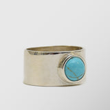 Δαχτυλίδι | απο ασήμι 925 με λείο σχεδιασμό και στρόγγυλη πέτρα Μαγνησίτη σε τιρκουάζ απόχρωση