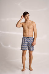 Ανδρικό μαγιό | σε γήινους τόνους με επαναλαμβανόμενο ρετρό σχέδιο