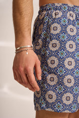 Ανδρικό μαγιό | σε γήινους τόνους με επαναλαμβανόμενο ρετρό σχέδιο