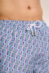 Ανδρικό μαγιό | σε μοβ ροζ τόνους με γεωμετρικό σχέδιο