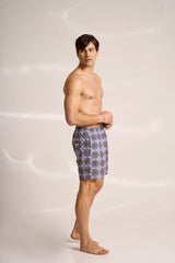 Ανδρικό μαγιό | σε γήινους τόνους με επαναλαμβανόμενο ρετρό σχεδιασμό