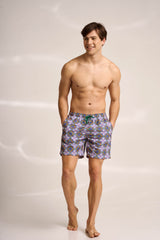 Ανδρικό μαγιό | σε γήινους τόνους με επαναλαμβανόμενο ρετρό σχεδιασμό