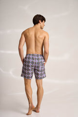 Ανδρικό μαγιό | σε γήινους τόνους με επαναλαμβανόμενο ρετρό σχεδιασμό