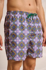 Ανδρικό μαγιό | σε γήινους τόνους με επαναλαμβανόμενο ρετρό σχεδιασμό