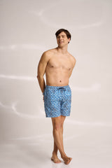 Ανδρικό μαγιό | σε μπλε τόνους με γεωμετρικό σχέδιο