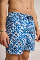 Ανδρικό μαγιό | σε μπλε τόνους με γεωμετρικό σχέδιο