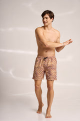 Ανδρικό μαγιό | σε χάλκινους τόνους με γεωμετρικό σχέδιο