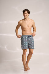 Ανδρικό μαγιό | σε γήινους τόνους με επαναλαμβανόμενο ρετρό σχεδιασμό