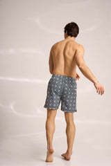 Ανδρικό μαγιό | σε γήινους τόνους με επαναλαμβανόμενο ρετρό σχεδιασμό