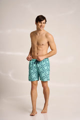 Ανδρικό μαγιό | σε βεραμάν βάση με μπλε σχέδιο