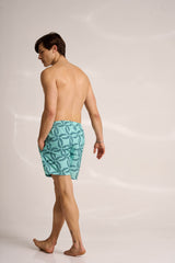 Ανδρικό μαγιό | σε βεραμάν βάση με μπλε σχέδιο