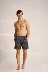 Ανδρικό μαγιό | σε μαύρη βάση με μικρό λευκό λαχούρι σχέδιο