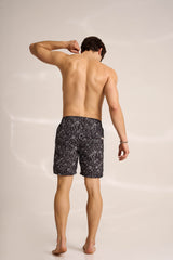 Ανδρικό μαγιό | σε μαύρη βάση με μικρό λευκό λαχούρι σχέδιο