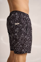 Ανδρικό μαγιό | σε μαύρη βάση με μικρό λευκό λαχούρι σχέδιο