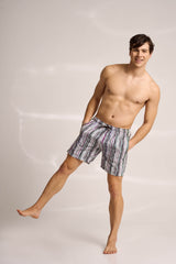 Ανδρικό μαγιό | σε γήινους τόνους με κάθετο ριγέ σχεδιασμό