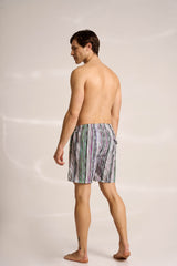 Ανδρικό μαγιό | σε γήινους τόνους με κάθετο ριγέ σχεδιασμό