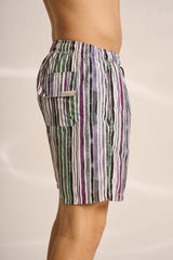 Ανδρικό μαγιό | σε γήινους τόνους με κάθετο ριγέ σχεδιασμό