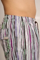 Ανδρικό μαγιό | σε γήινους τόνους με κάθετο ριγέ σχεδιασμό