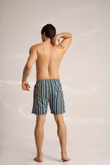 Ανδρικό μαγιό | σε γήινους τόνους με κάθετο ριγέ σχεδιασμό